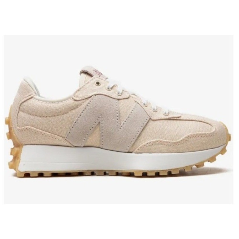 New Balance 327 Sneakers Womens 8 Macadamia Nut Beige Canvas Suede Retro Sporty